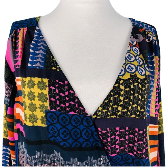 Colorful Patchwork Wrap Top - Picture 2 of 10
